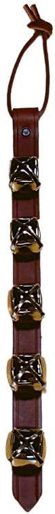 Warner Arctic Sleigh Bells Decorative Leather Strap Door Bells USA (15" with 5 Bells, Brown Leather with Silver Bells)