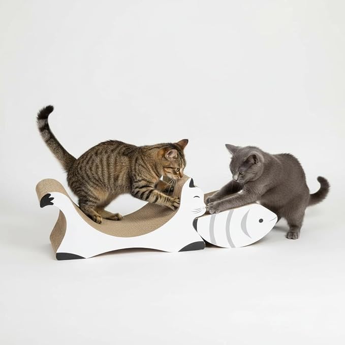 3 in 1 Cat Scratching Board, Reversible Infinity Style Cat Scratcher, Cardboard with Double-Sided Usability,Textures Design U-Shaped Corrugated