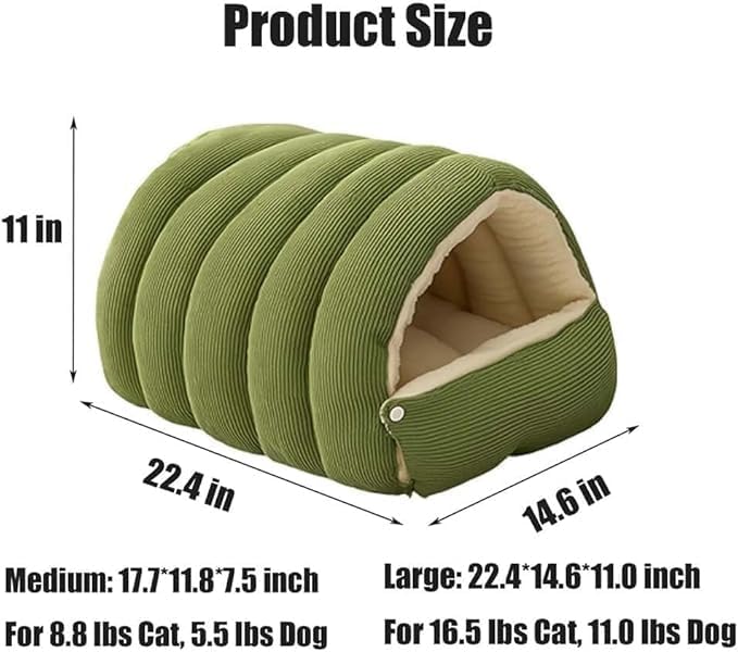 Removable and Washable Winter Closed-Off Cat Bed, Cutypet Winter Cave, Warm Foldable Secure Pet Nest for Indoor Cats & Small Dogs, Comfor Plush Snuggle Hut for Kitty, Puppy, Pets (Linen-Black 2,L)