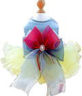 ANIAC Elegant Dog Dress for Small Dogs Girls, Bow Knot Puppy Clothes Female, Cat Princess Tutu Dress, Formal Pet Pary Outfit for Wedding Birthday Valentines (Yellow, Medium)