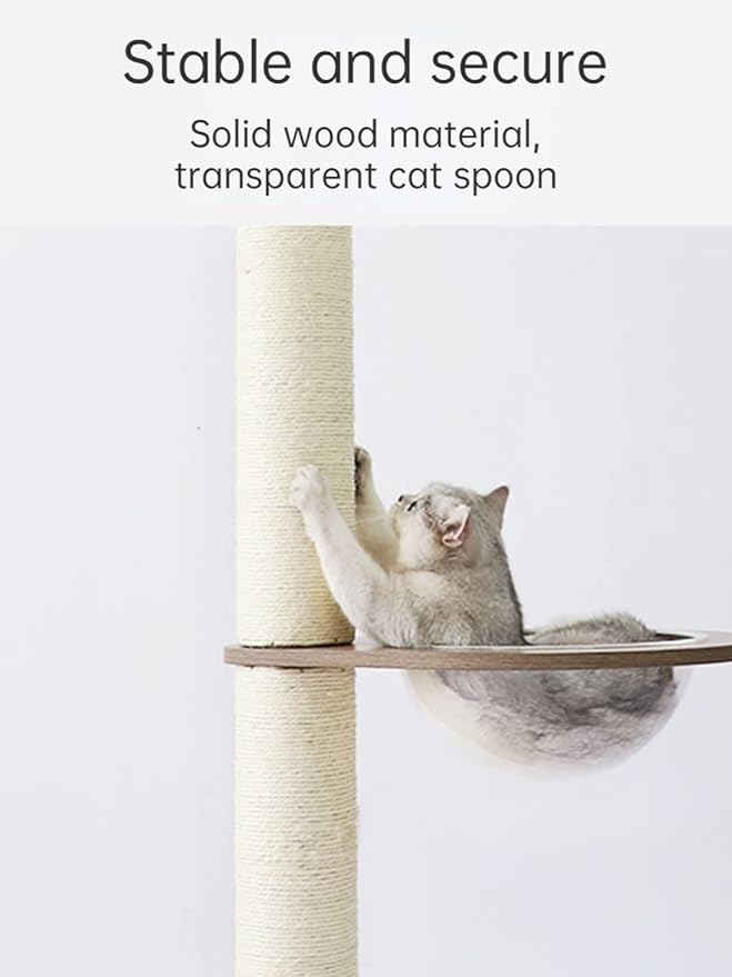 Transparent Cat Spoon Hammock for DIY Cat Tree Cat Tower Cat Apartment Sisal Scratching Post with Jumping Platform and Cat Ring DIY Cat Furniture Activity Center Kitten Playhouse (Beige)