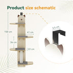 Door Hanging Cat Shelf - Stable & Safe 4-Levels Over The Door Cat Tree Climber with Removable Soft Mat, Vertical Cat Tree Over The Door, Door Cat Shelf for Indoor Cats (B, 59.1" H X 21.6" L X 9.6”w)