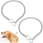 Silver Choker Collar for Dogs, 2Pack Heavy Chain Dog Collar Metal Training Slip P Link Martingale Collars Puppy Choke Chain for XXS XS Small Medium Large Breed Dogs, L