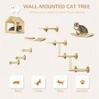 Sturdy Wall-Mounted Cat Tree with Multiple Perches, Soft Hammocks and Scratching Posts for Indoor Cats to Climb, Rest and Play
