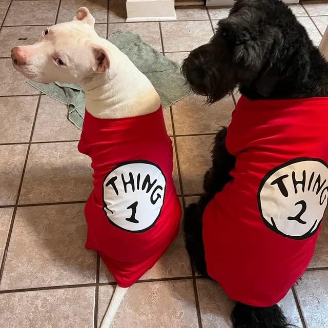 Dog Shirts for Pet Clothes Soft Breathable Puppy Shirts Pop Culture Thing 1 to Thing 9 Printed Pet T-Shirt (RED-2, XX-Large)