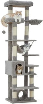 Cat Climbing Frame with Cat Bed - Cat Food Station, Cat Relaxation Area, Cat Climbing Tower, Cat Activity Center, and Plush Cloth Cat Tree