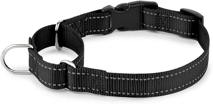 PLUTUS PET Reflective Martingale Collar with Quick Snap Buckle,No Pull Dog Choker Collar for Small Medium Large Dogs,S,Black