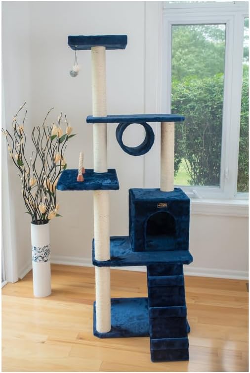 Maykoosh Navy Cat Tree Tower with Scratching Posts & Playhouse - Multi-Level