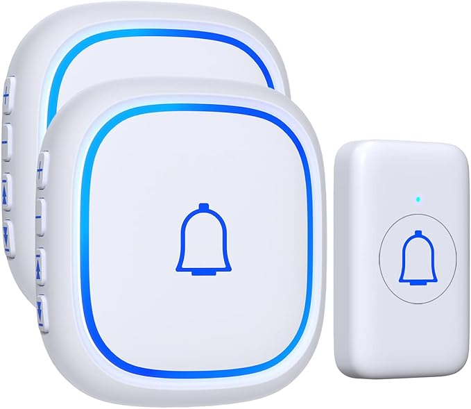 Wireless Doorbell with 2 Receivers IP66 Waterproof 1000ft Range Door Bell for Classroom Teachers with 66 Ringtones 7 Levels Volume 115dB and LED Flash Memory Function Doorbell Chime for Home Playhouse