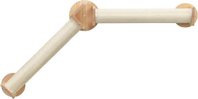 Trixie Cat Wall Furniture Set 4 - Cat Wall Scratcher, Climbing Shelves - 2 Sisal Rope Scratching Posts - Elevated Shelf - Natural/White