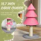 VINGLI 31.5in Christmas Tree Cat Scratcher, Pink Cat Scratching Post for Indoor Cats, Large Sisal Cat Scratching Tree Tower with Soft Fleece Base, Stable Cat Tree for Kittens & Adult Cats