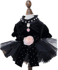 Fashion Sweet Puppy Dog Blingbling Princess Skirt Pet Dog Lace Cake Camisole Tutu Dress K-Black XS