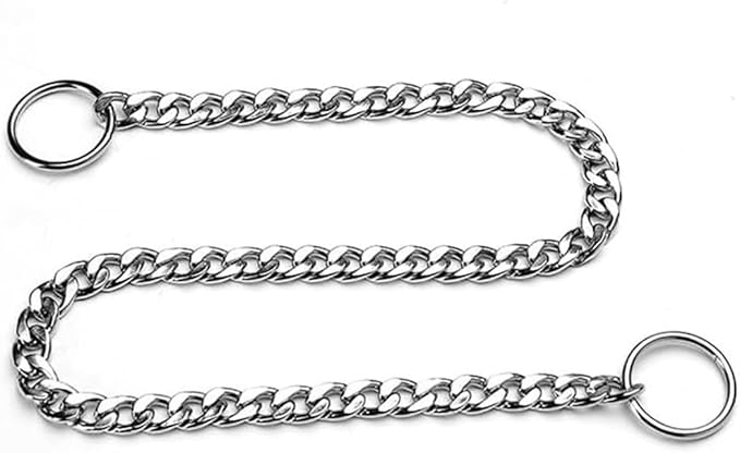 Silver Chain Dog Collar,Metal Slip Link Puppy Dog Chain Martingale Collar Heavy Duty Training Collar Boy Girl for XS Small Medium Large Big Breed Pet,M