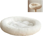 SHENGOCASE 14" Fluffy Faux Fur Cat Tree Tower Replacement Bed Cushion Pillow with Hook Tapes, Round Donut Cuddler Cat Dog Bed for Desk Table