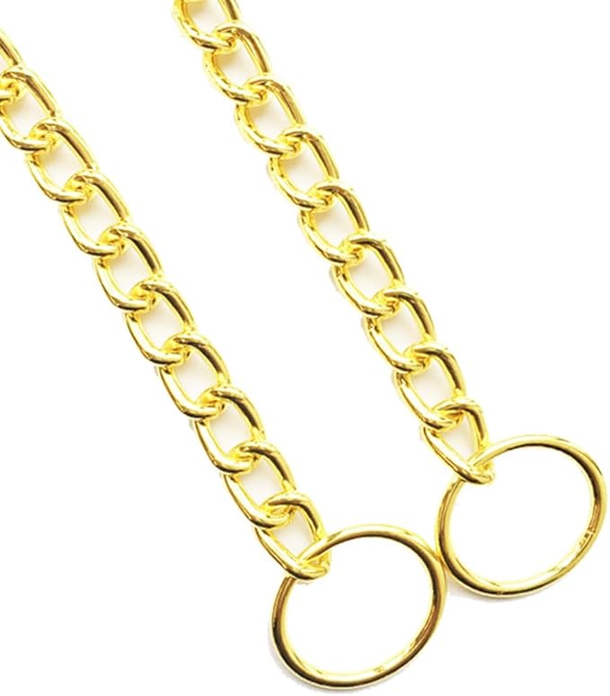 Chain Dog Collars for Medium Dogs,Metal Slip Link Training Heavy Duty Dog Collar Martingale Puppy Collars for XXS XS Small Medium Large Big XL Breed Dogs Golden M
