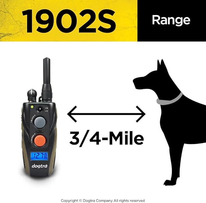 Dogtra 1902S Ergonomic 3/4-Mile IPX9K Waterproof High-Output 2-Dog Remote Dog Training E-Collar
