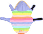 HDE Dog Puffer Jacket Fleece Lined Warm Dog Parka Winter Coat with Harness Hole Pastel Rainbow - L