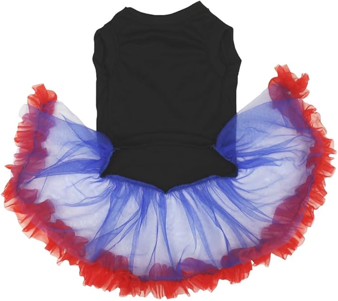 Petitebella USA Heart Puppy Dog Dress (Black/Blue Red, X-Small)