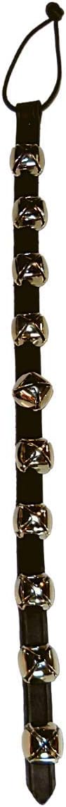 Warner Arctic Sleigh Bells Decorative Leather Strap Door Bells USA (28" with 10 Bells, Black Leather with Silver Bells)