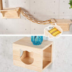 9pcs Wall Wood Climber Set - 2 Cat Condos Houses & 4 Shelves & 2 Ladders & 1 Sisal Cat Scratching Post Cat Steps, Perch & Bed