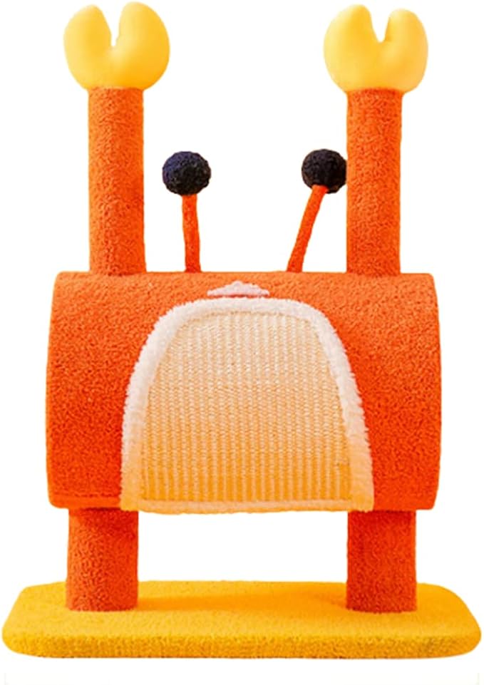 Habiba Cat Tree Creativity Cat Tree Crab Shape Sisal-Covered Posts, Lovely Orange Cat Furniture Strong Attraction, Simple to Assemble Indoor
