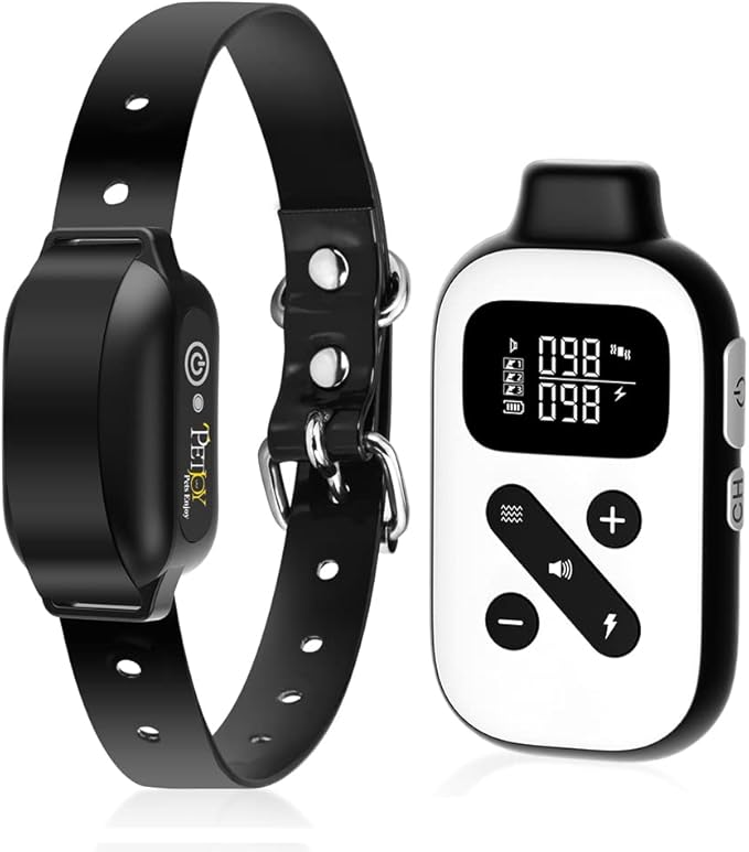 PetJoy Bark Collar with Remote, Bark and Training Collar Combo, Shock Collar for Large Dogs, Auto Bark Collar - Shock, Vibration, Beep and Auto Mode (Level 1-5), Remote Range 2800 Ft