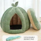 Cozy Cat Cave Bed with Removable Cushion - Indoor Cat Tent, Warm Washable Nest, Scratch-Resistant Mat for Cats & Small Dogs(Green)