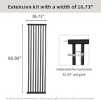 Lumizone Extra Tall Cat Gate Extension Kit 61.02" High Pressure Mounted 2025 New 16.73" Extra Wide 1.37" Gap No Drilling Tall Pet Gate for Dogs (Black, 61.02" H x 16.73" W, Extension)