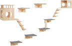 VEVOR Wall Mounted Cat Shelves, Cat Wall Shelves and Perches with Jumping Boards, Cat Beds, Hammocks & Cat Tree, Cat Furniture and Shelves up to 40 lbs for Sleeping, Playing, Climbing, Set of 9