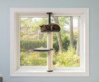 Window Cat Tree & Small Cat Tower (89.5-105.5cm) – Adjustable Cat Window Perch & Shelf for Indoor Cats – Sturdy Window Sill Extender Seat for Large Cats
