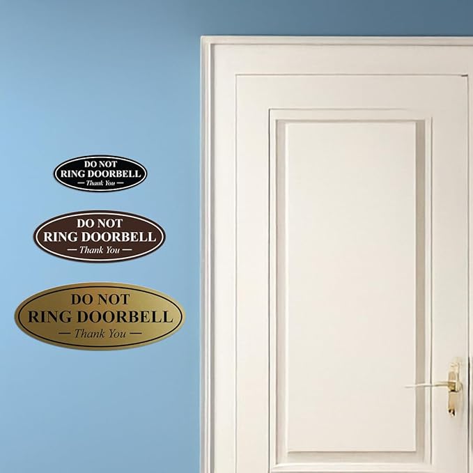 All Quality Oval DO NOT Ring DOORBELL Thank You Sign - Silver Small 1 Pack