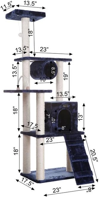 Maykoosh Navy Cat Tree Tower with Scratching Posts & Playhouse - Multi-Level