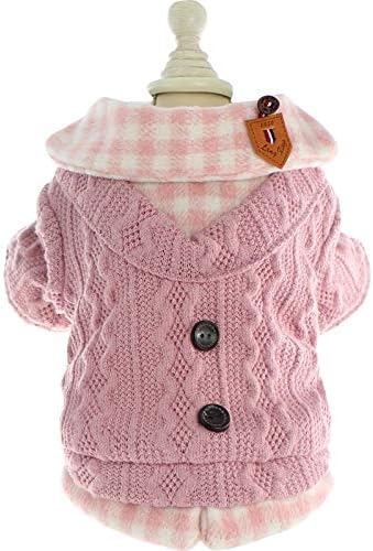 Dog Princess Sweater for Small Dogs Thick Shirt Plaid Clothes Costume Pet Girl Cute Coat Outfits Fall Costumes Winter Dog Sweaters (XL,Pink)