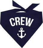Crew with Anchor Dog Bandana | 100% Cotton | Made in USA | Boat & Fishing | Captain | Beach & Lake | Summer | Outdoors | Father's Day |Navy, X-Small (265)
