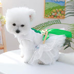 St Patrick's Day Dog Dress for Small Dogs Girl Lucky Shamrock Tutu Dresses with Bow Tie Holiday Puppy Clothes Female Pet Cat Outfit (Green, X-Small)