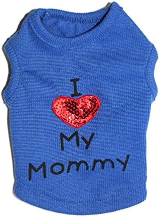 Dog Shirts Slogan Vest I Love My Daddy/Mommy Cute Heart T-Shirt Clothes for Chiuahaha Poodle Teacup Shihtzu Yorkie Bulldog Small Puppy Costume