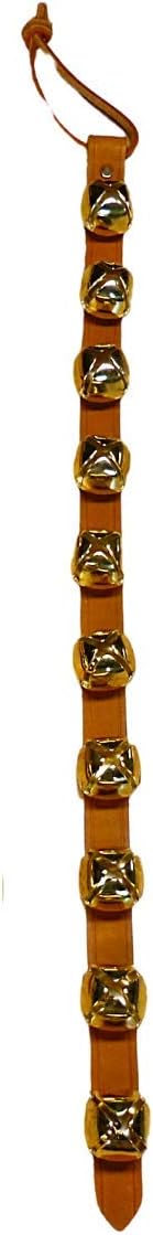 Warner Arctic Sleigh Bells Decorative Leather Strap Door Bells USA (28" with 10 Bells, Tan Leather with Brass Bells)