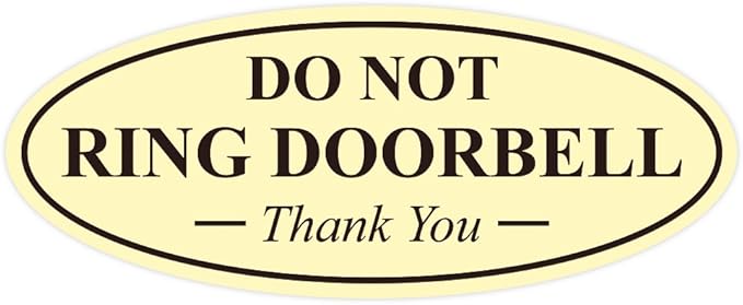 Oval DO NOT RING DOORBELL Thank You Sign - Ivory/Dark Brown Large 1 Pack