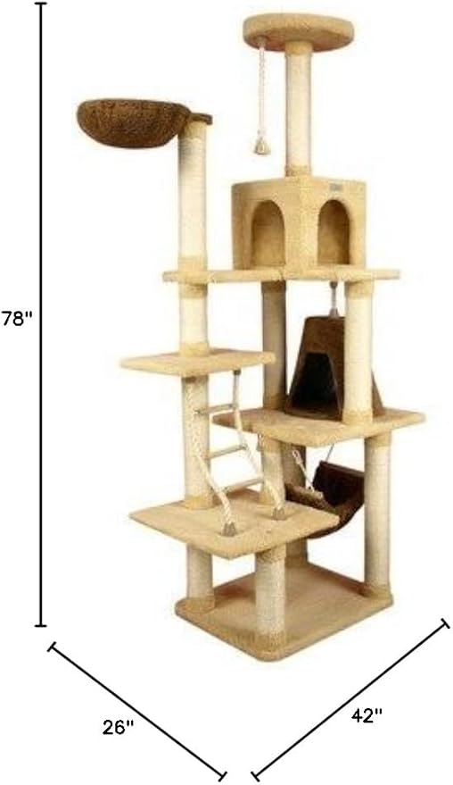 Armarkat Premium Cat Tree 42 x 26 x 78 - Goldenrod