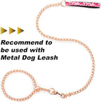 TSPRO Stainless Steel Heavy Duty Metal Dog Collar, Adjustable and Durable Pet Collar for Small Dogs, Ideal for Walking and Training (Rose Gold, 3MM*14-17 inches)