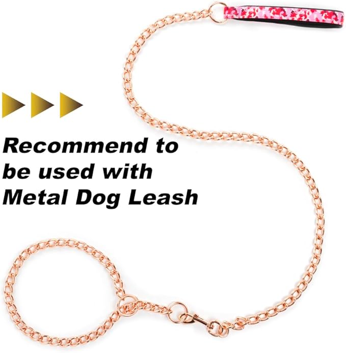 TSPRO Stainless Steel Heavy Duty Metal Dog Collar, Adjustable and Durable Pet Collar for Medium to Large Dogs, Ideal for Walking and Training (Rose Gold, 4MM*20.5-23 inches)