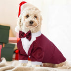Kuoser Dog Tuxedo, Formal Dog Costume with Bow Tie Pet Wedding Suit Party Birthday Outfit, Dogs Tux Soft Shirt for Valentines Christmas Halloween Graduation Cosplay, Burgundy 3XL