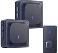 BN-LINK Wireless Doorbell with 2 Receivers, IP55 Waterproof 1000 Feet with 58 Chimes & LED Flash Adjustable Volume Wireless Door Bell, Perfect for Homes, Teachers Classroom Office (Black)