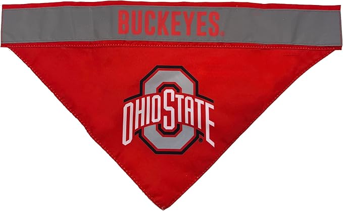 Pets First NCAA Ohio State Buckeyes TIE Bandana, Small/Medium. Dog Football Reflective Bandana Scarf Bib for Pet, Cat, or Dog. The Ultimate Game-Day, Party Bandana