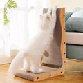 Happy & Polly L Shape Cat Scratcher - 25.8 Inch Vertical Cat Scratching Board with Ball Toy for Indoor Cats - Cardboard Cat Scratch Pad Protecting Furniture