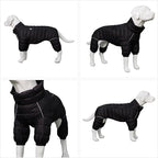 Lovelonglong Dog Coat - Warm Jacket, 4 Legs Covered Waterproof Windproof Reflective Dog Vest, Zippered Adjustable Outdoor Snow Jacket for Small to XXXL Dogs - Black