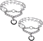 Darkyazi Durable Pinch Collar Stainless Steel Dog Adjustable Pet Training Collar for Medium Large Dogs (Large (2 Pack), Silver)