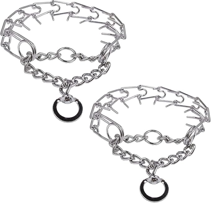Darkyazi Durable Pinch Collar Stainless Steel Dog Adjustable Pet Training Collar for Medium Large Dogs (X-Large (2 Pack), Silver)