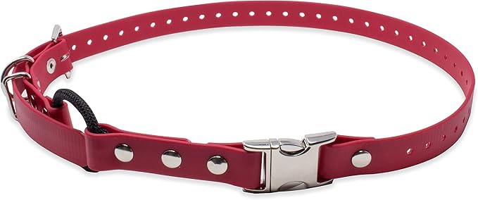 Educator 3/4-Inch Dog Training Collar Strap–ONLY Fits ME-300, ET-300/400, EZ-900, PE-900 & PG-300 Receivers – NOT Compatible with FE-580, ET-800 or UL-1200–Quick Snap Biothane Bungee Collar, Red
