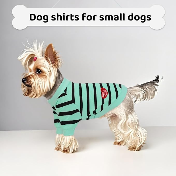 Dog Shirts for Large Dogs, Striped T-Shirts Dog Vest Pet Apparel Tee Shirts Spring Summer Suitable for Small and Medium Large Pets French Bulldog Bichon, Turquoise XL
